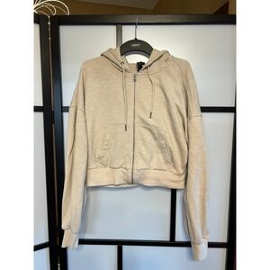 Sweaty Betty X Halle Berry Cropped Beige Workout Hoodie Zip Front  Size‎ 4-6